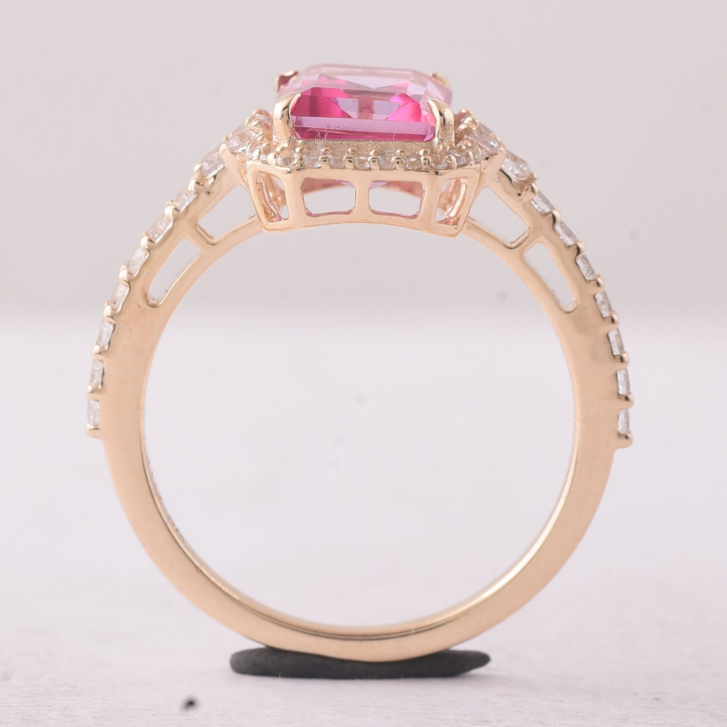 3.49 Ct Octagon Pink Topaz 9K Gold Ring