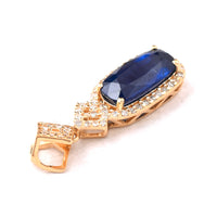 2.04 Ct Cushion Mixed Cut Natural Sapphire 14K Gold Pendant