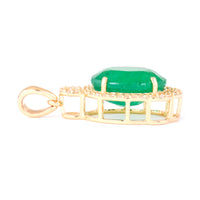 3.31 Ct Oval Natural Emerald 14K Gold Pendant