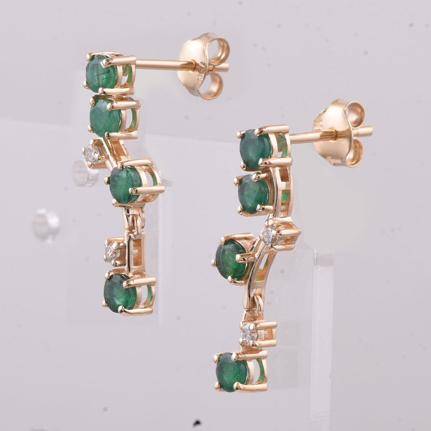 1.23 Ct Round Natural Emerald 14K Gold Earrings