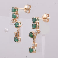 1.23 Ct Round Natural Emerald 14K Gold Earrings