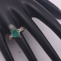 2.39 Ct Oval Mixed Cut Natural Emerald 14K Gold Ring