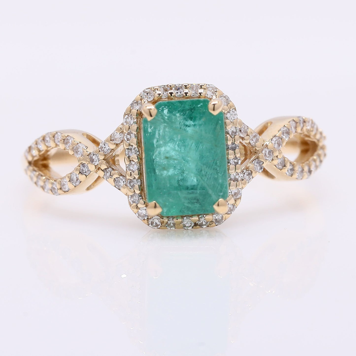 1.62 Ct Octagon Step Cut Natural Emerald 14K Gold Ring