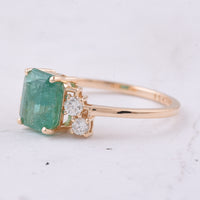 2.00 Ct Octagon Step Cut Natural Emerald 14K Gold Ring
