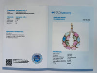 3.19 Ct Oval Cabochon Cut Natural Multi-Coloured Tourmaline 14K Gold Pendant