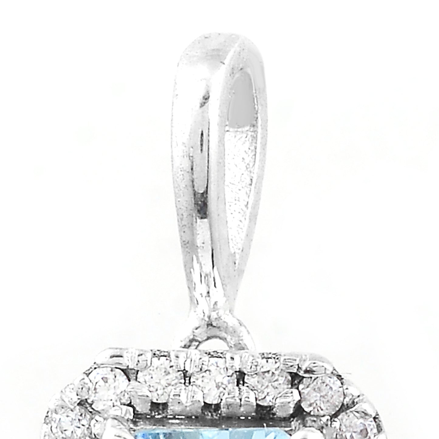 1.25 Ct Octagon Blue Topaz, White Zircon, 925 Sterling Silver Pendant