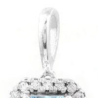 1.25 Ct Octagon Blue Topaz, White Zircon, 925 Sterling Silver Pendant