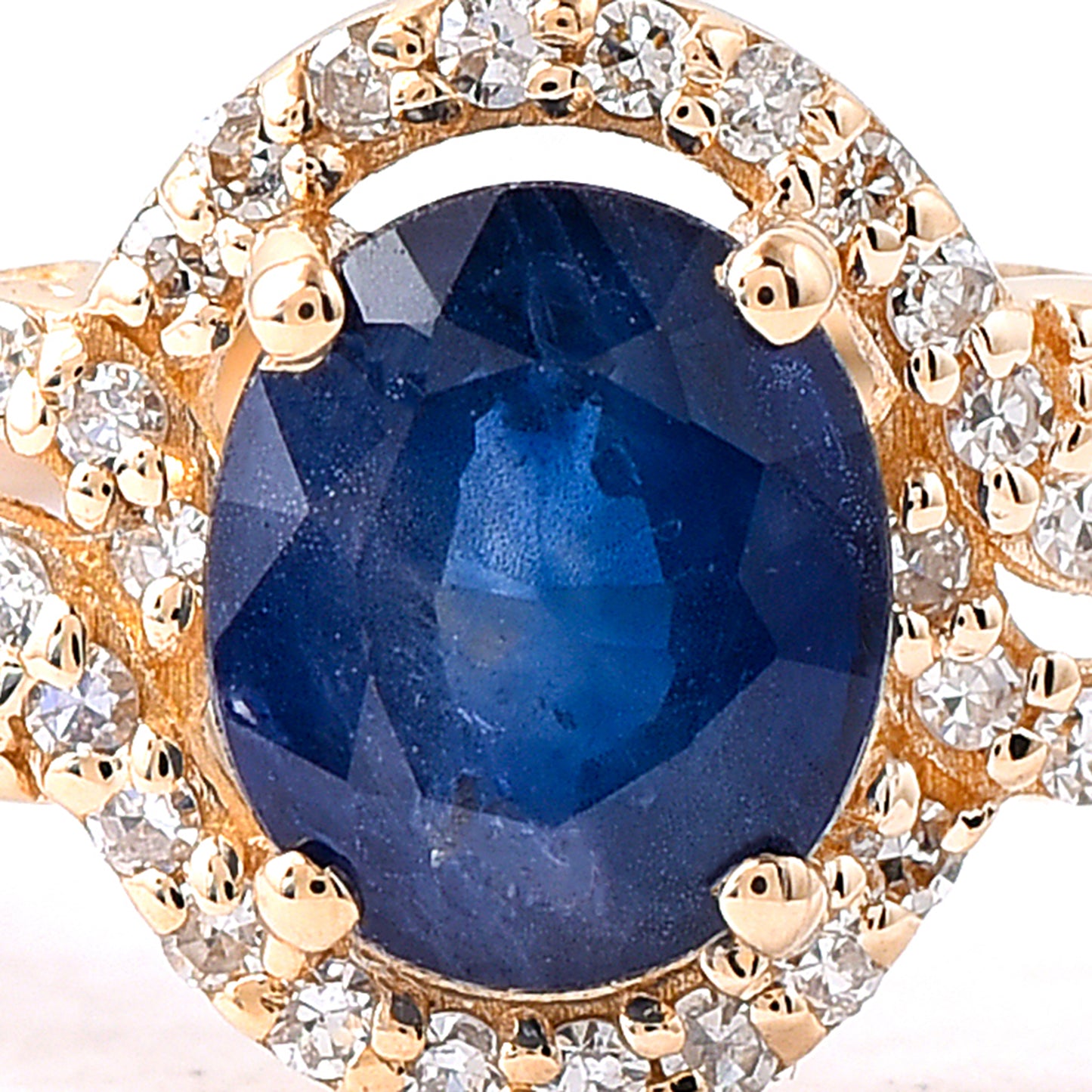 1.16 Ct Oval Mixed Cut Natural Sapphire 14K Gold Ring