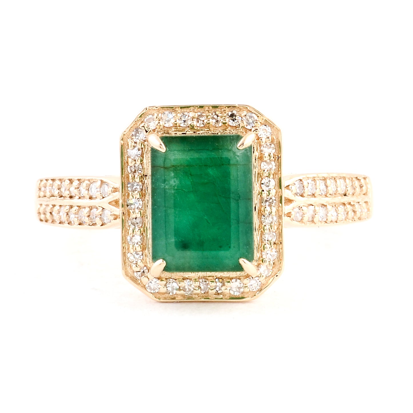 1.64 Ct Emerald Cut Natural Beryl Emerald 14K Gold Ring