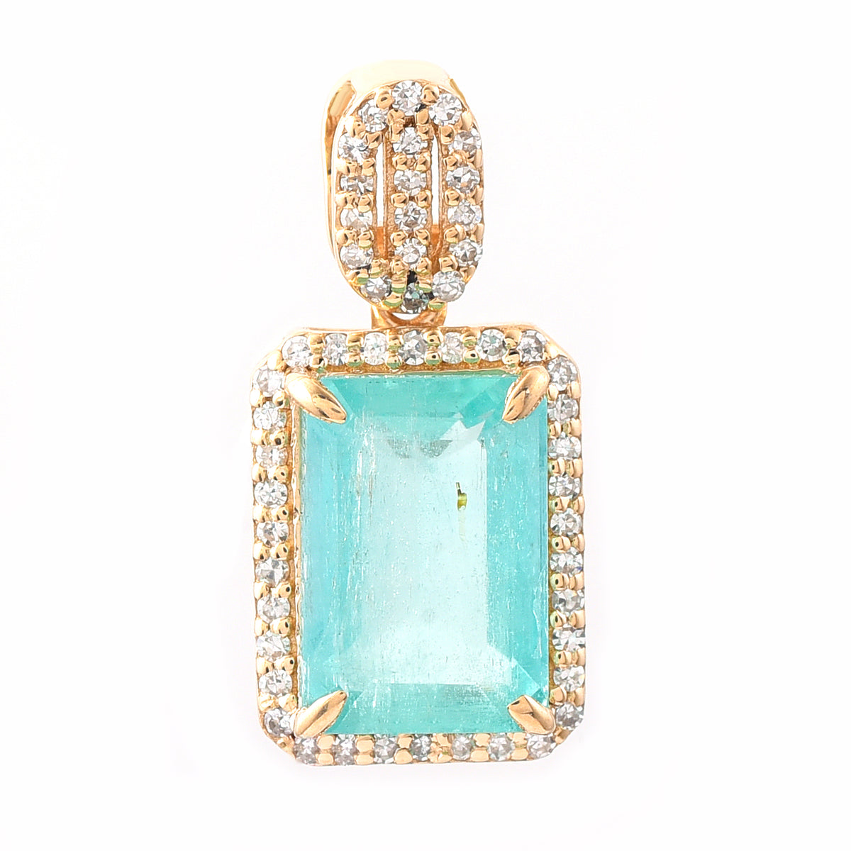 2.50 Ct Octagon Step Cut Natural Emerald 14K Gold Pendant