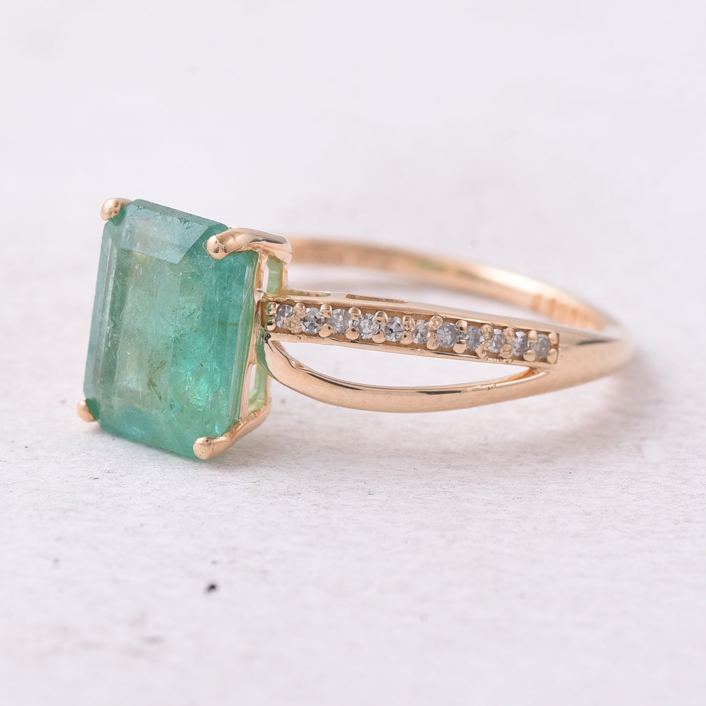 2.03 Ct Octagon Step Cut Natural Emerald 14K Gold Ring