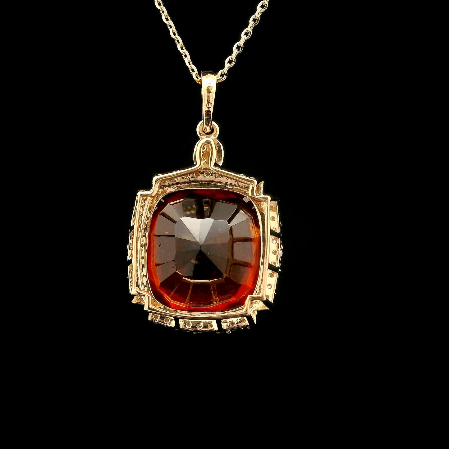8.97 Ct Cushion Hessonite 14K Gold Pendant