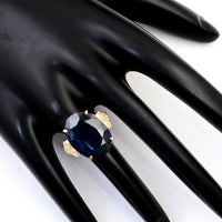 16.32 Ct Oval Mixed Cut Natural Corundum Sapphire 14K Gold Ring