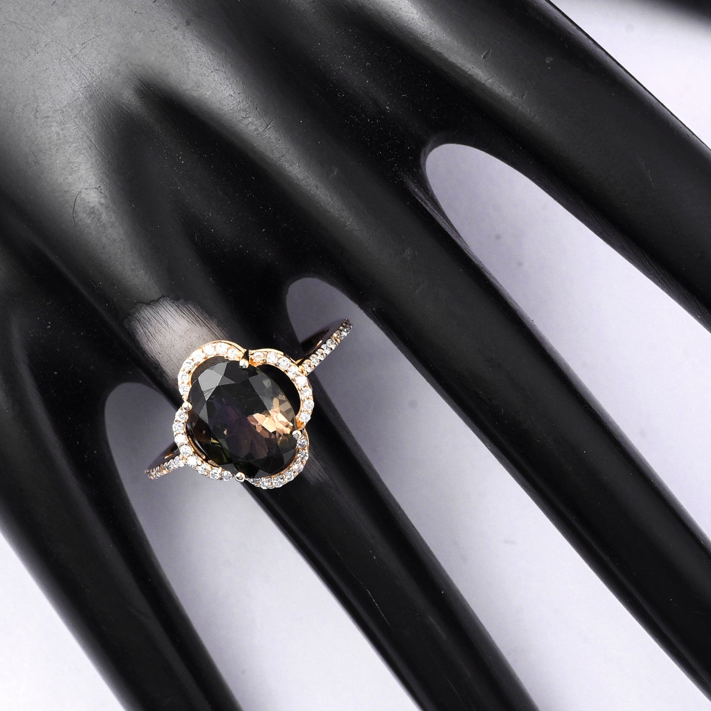 2.75 Ct Oval Mixed Cut Natural Green Tourmaline 14K Gold Ring