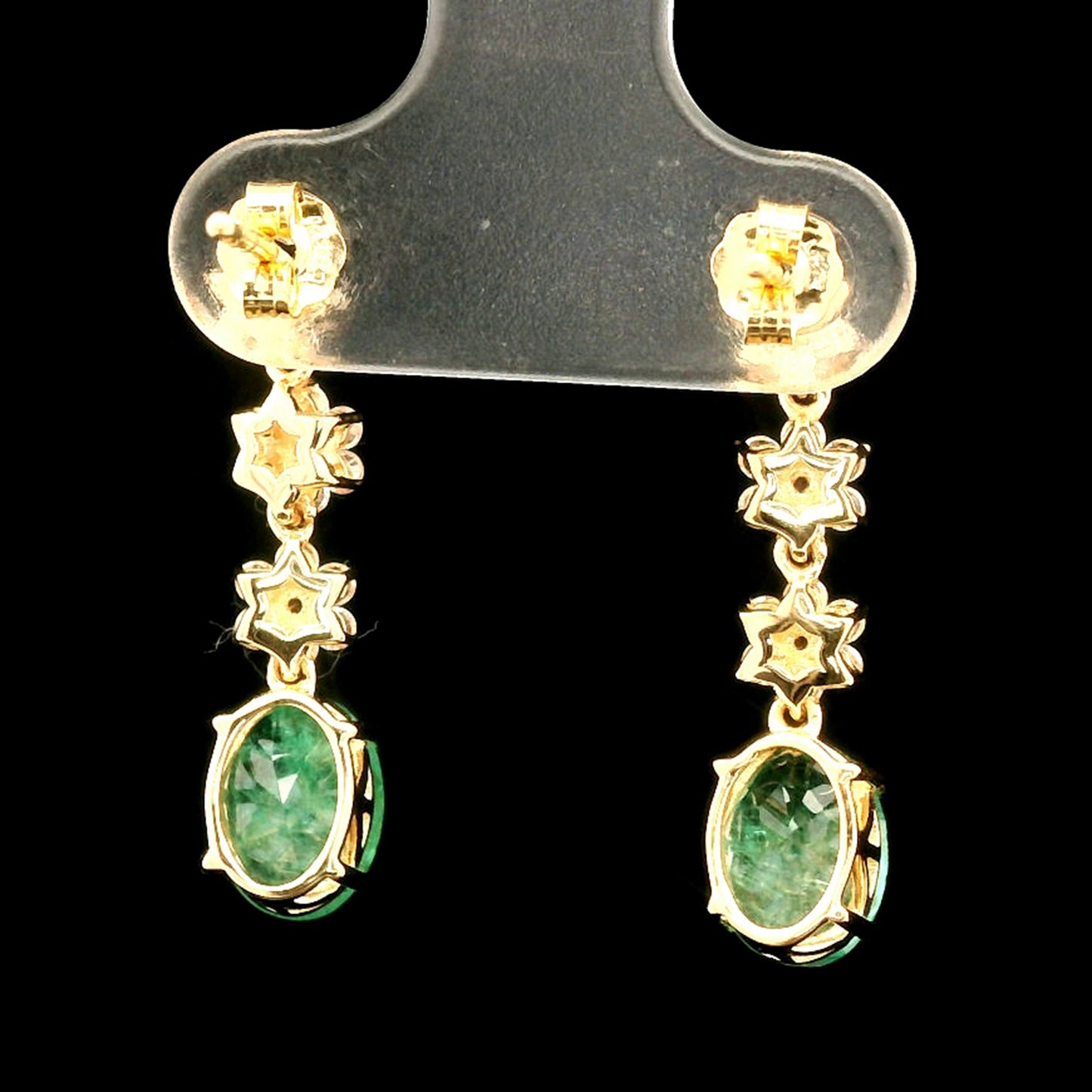 3.03 Ct Oval Emerald 14K Gold Earrings