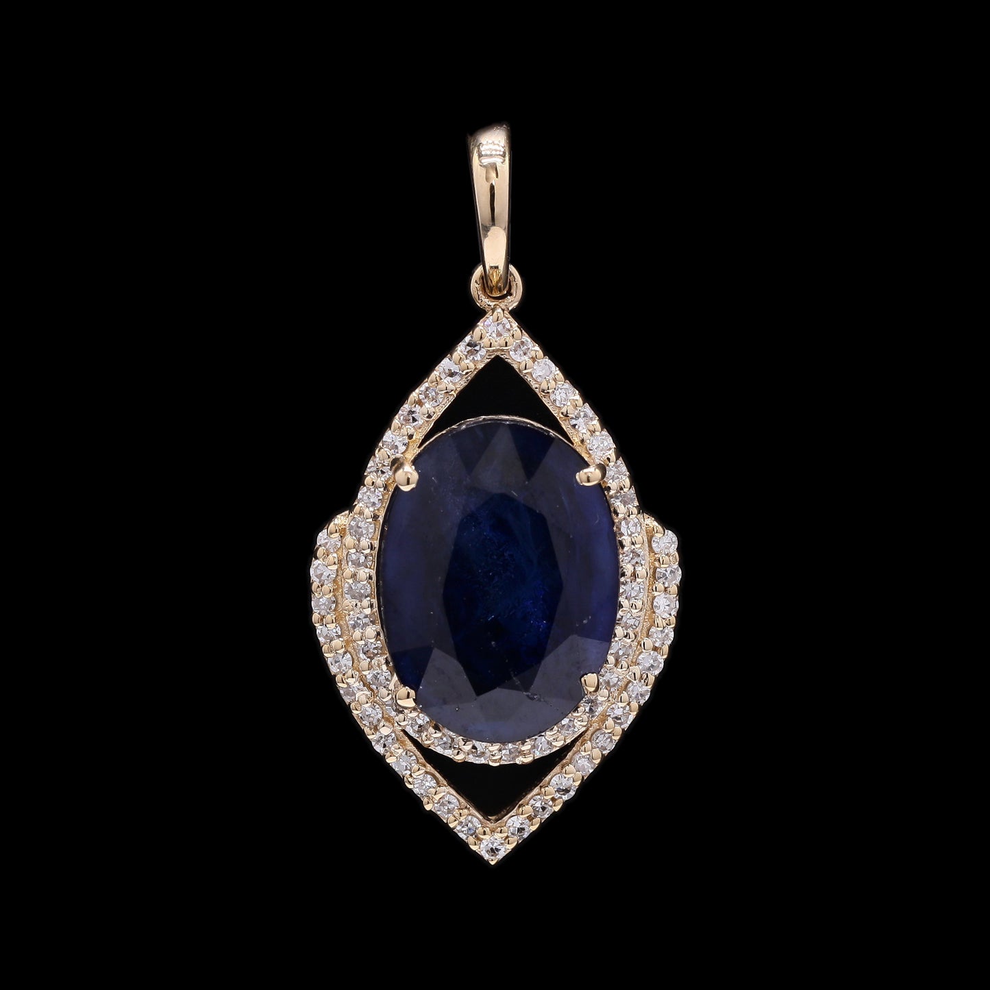 3.02 Ct Oval Mixed Cut Natural Sapphire 14K Gold Pendant