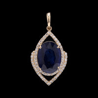 3.02 Ct Oval Mixed Cut Natural Sapphire 14K Gold Pendant