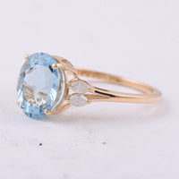 2.74 Ct Oval Natural Aquamarine 14K Gold Ring