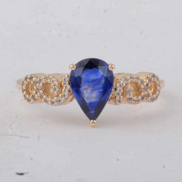 1.32 Ct Pear Sapphire 9K Gold Ring