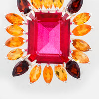 10.65 Ct Octagon Pink Topaz, Citrine, Garnet 925 Sterling Silver Pendant