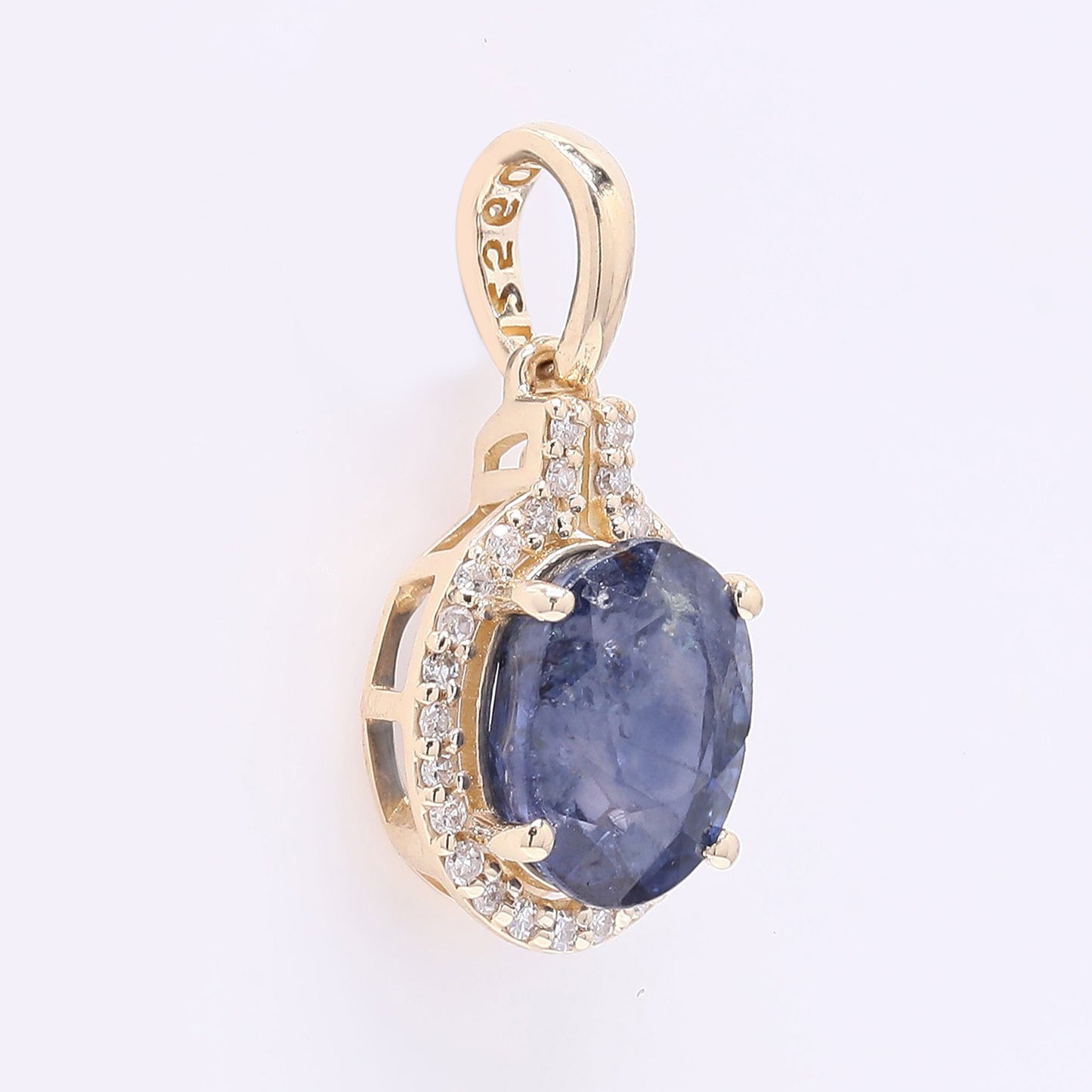 2.21 Ct Oval Mixed Cut Natural Sapphire 14K Gold Pendant