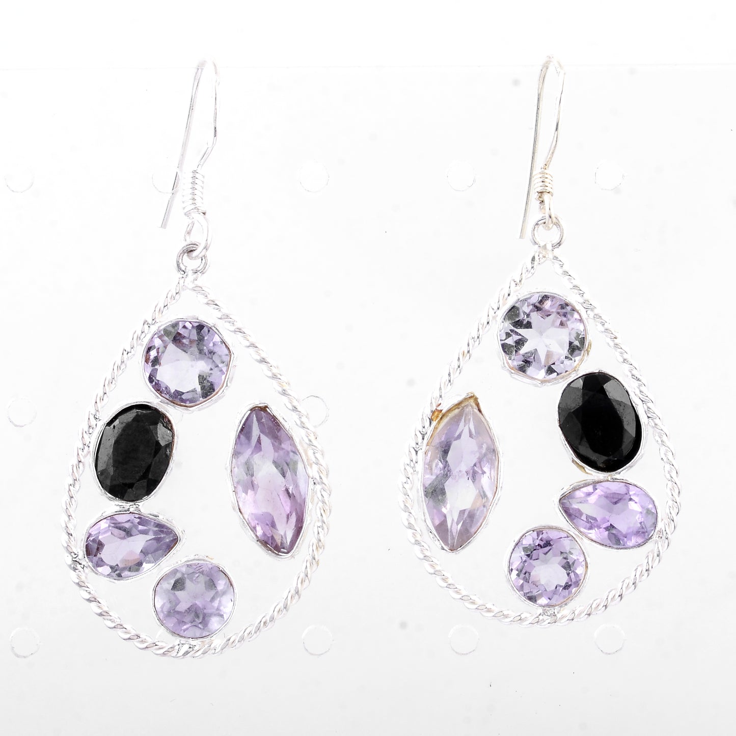 13.25 Ct Amethyst, Sapphire 925 Sterling Silver Earrings