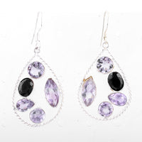 13.25 Ct Amethyst, Sapphire 925 Sterling Silver Earrings