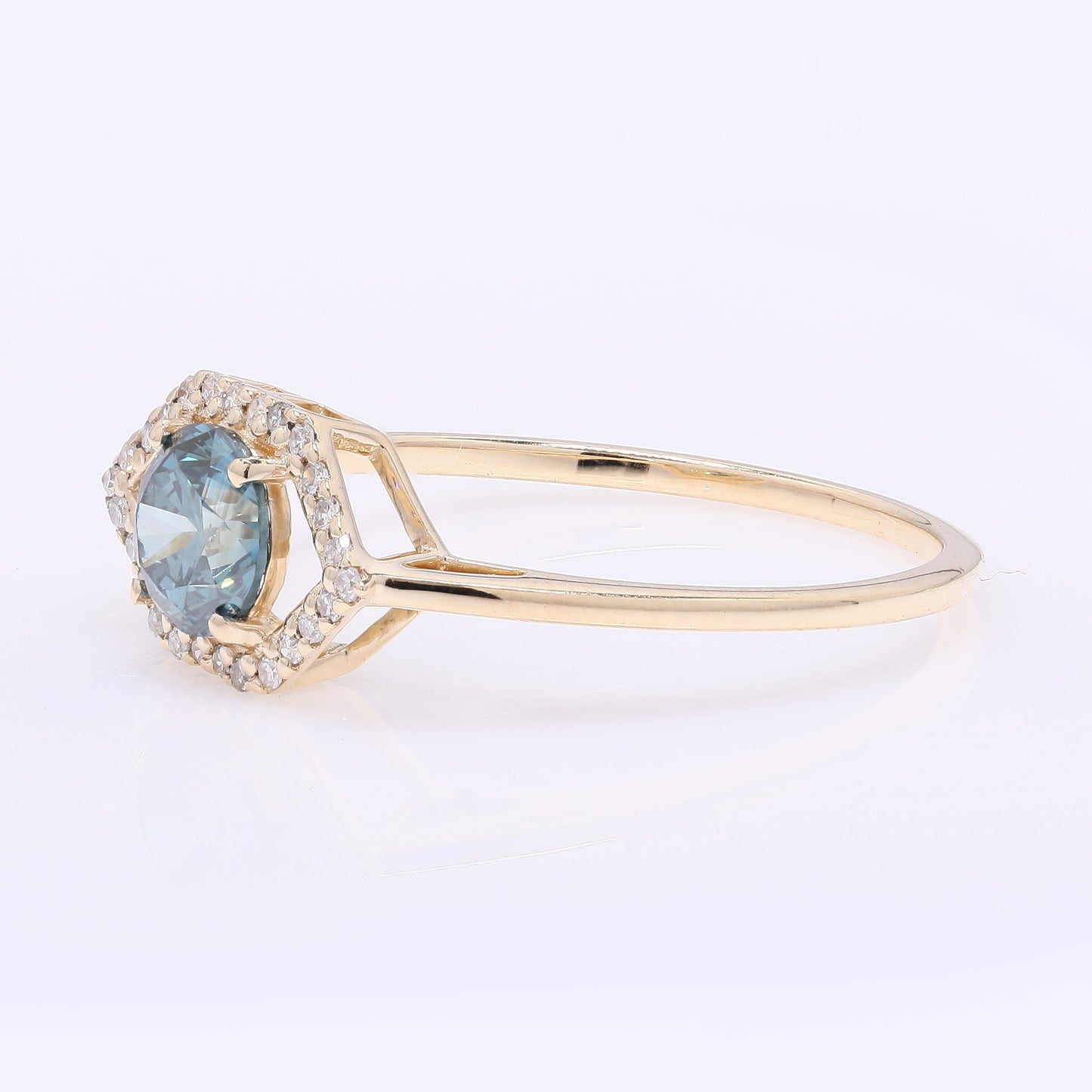 0.67 Ct Round Blue Diamond 14K Gold Ring