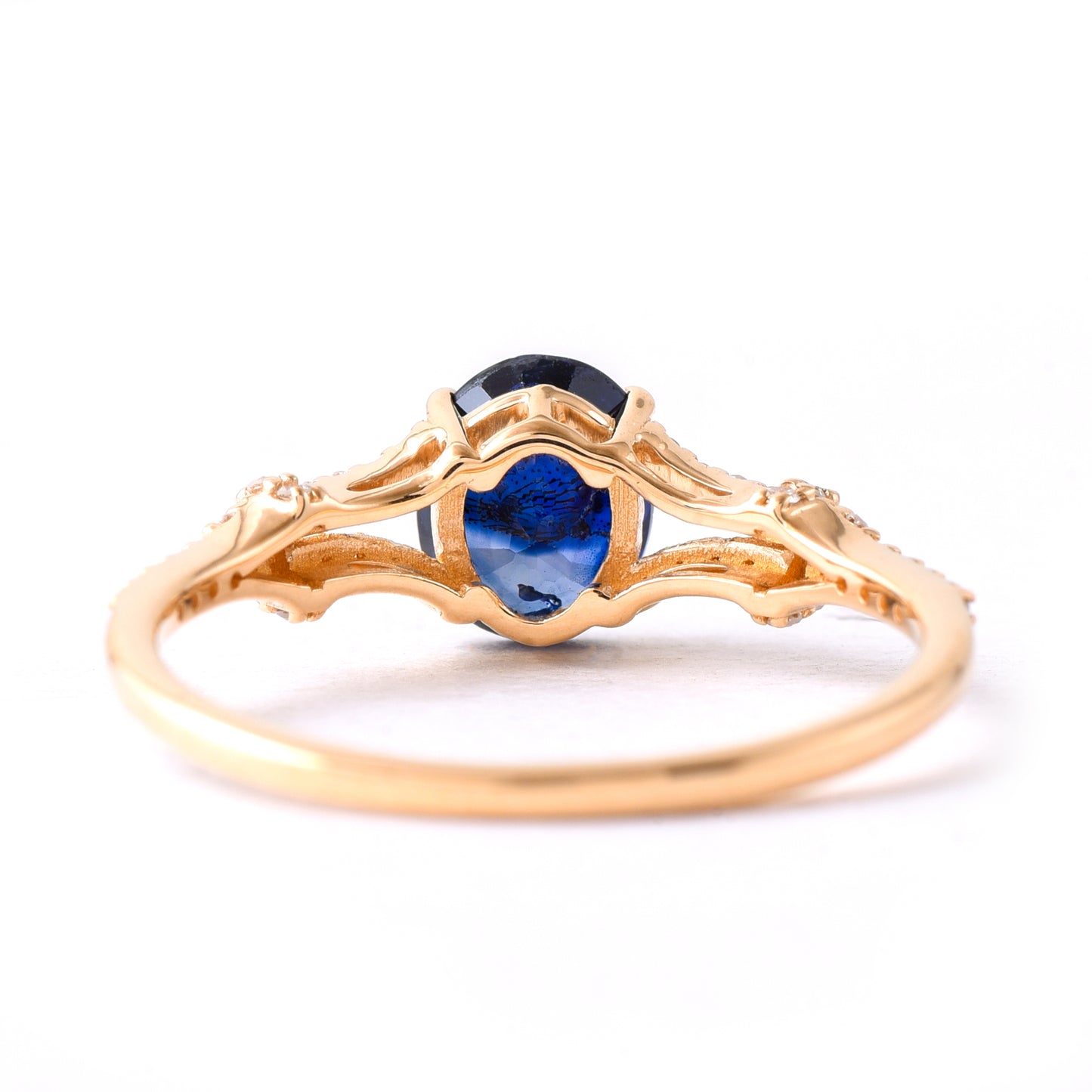1.40 Ct Oval Mixed Cut Natural Sapphire 14K Gold Ring