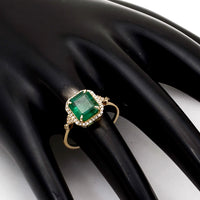 2.09 Ct Octagon Natural Emerald 14K Gold Ring