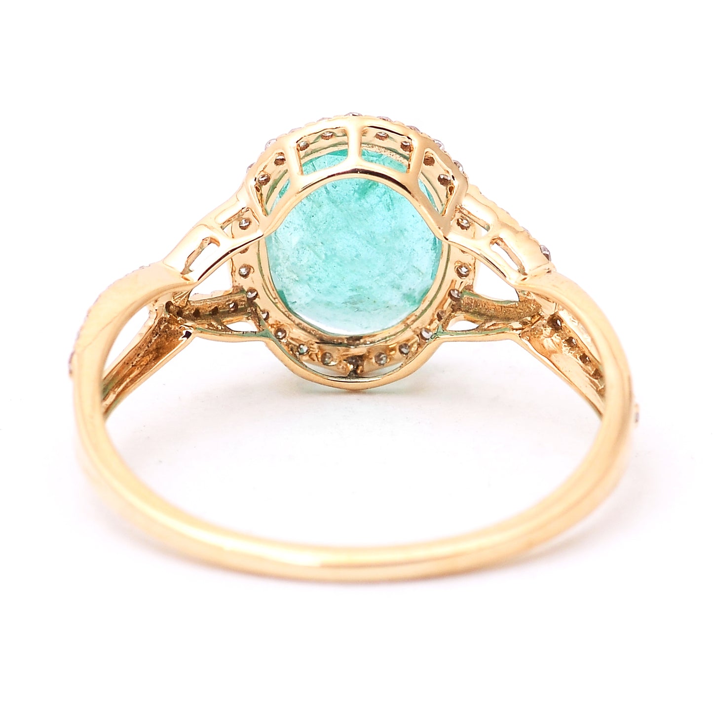 1.79 Ct Oval Mixed Cut Natural Emerald 14K Gold Ring