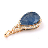4.61 Ct Pear Mixed Cut Natural Sapphire 14K Gold Pendant