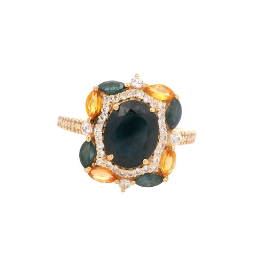 3.90 Ct Oval Sapphire 14K Gold Ring
