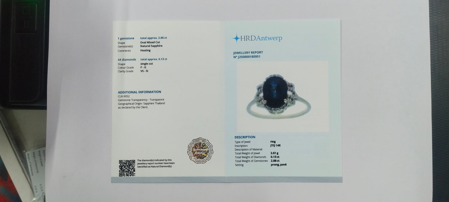 3.01 Ct Oval Mixed Cut Natural Sapphire 14K Gold Ring