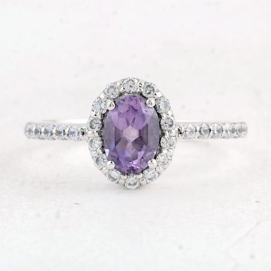 1.47 Ct Oval Amethyst 925 Sterling Silver Ring