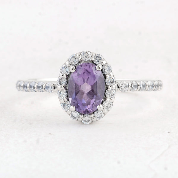 1.47 Ct Oval Amethyst 925 Sterling Silver Ring