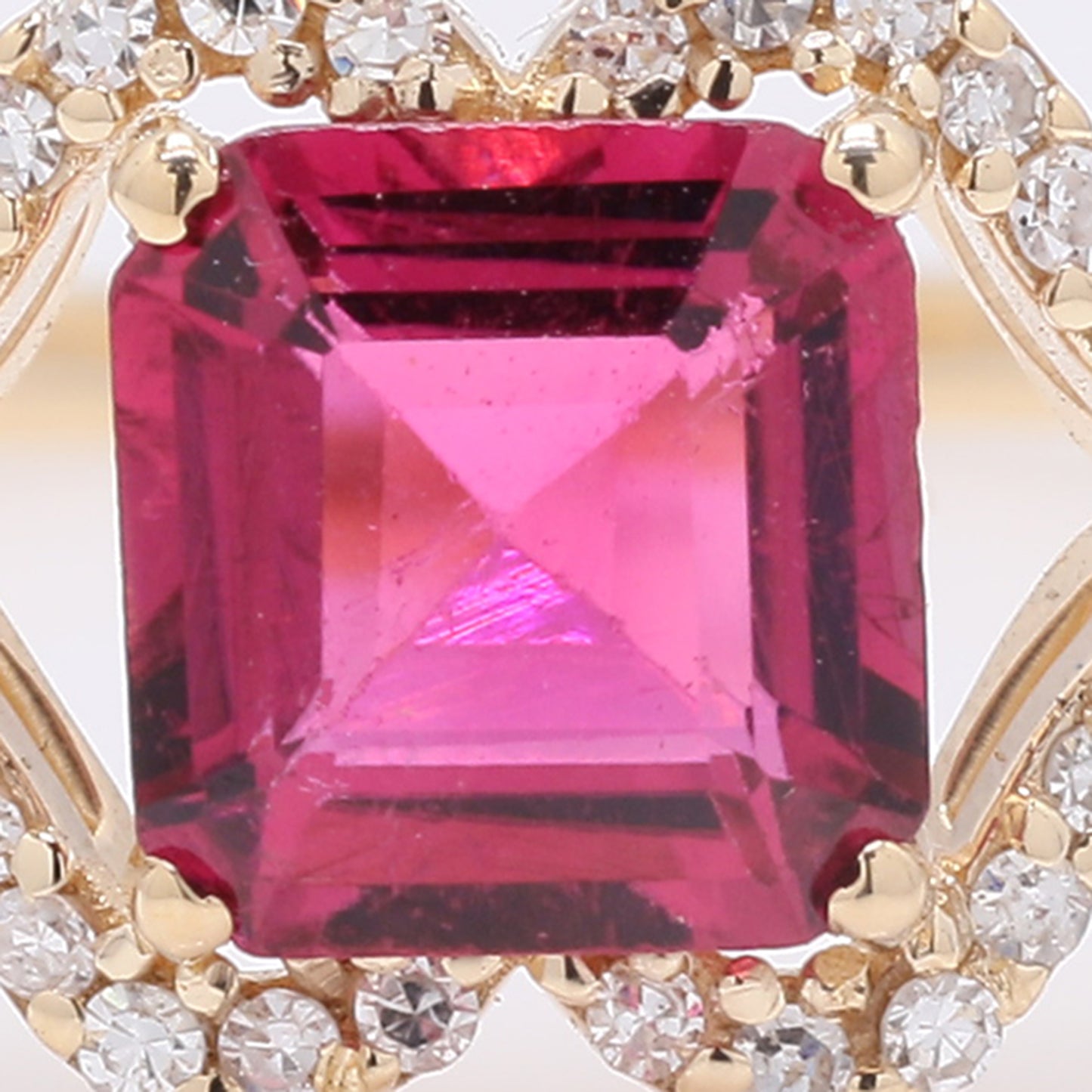 1.00 Ct Octagon Step Cut Natural Rubellite 14K Gold Ring