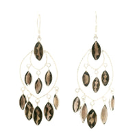 27.10 Ct Smoky Quartz 925 Sterling Silver Earrings