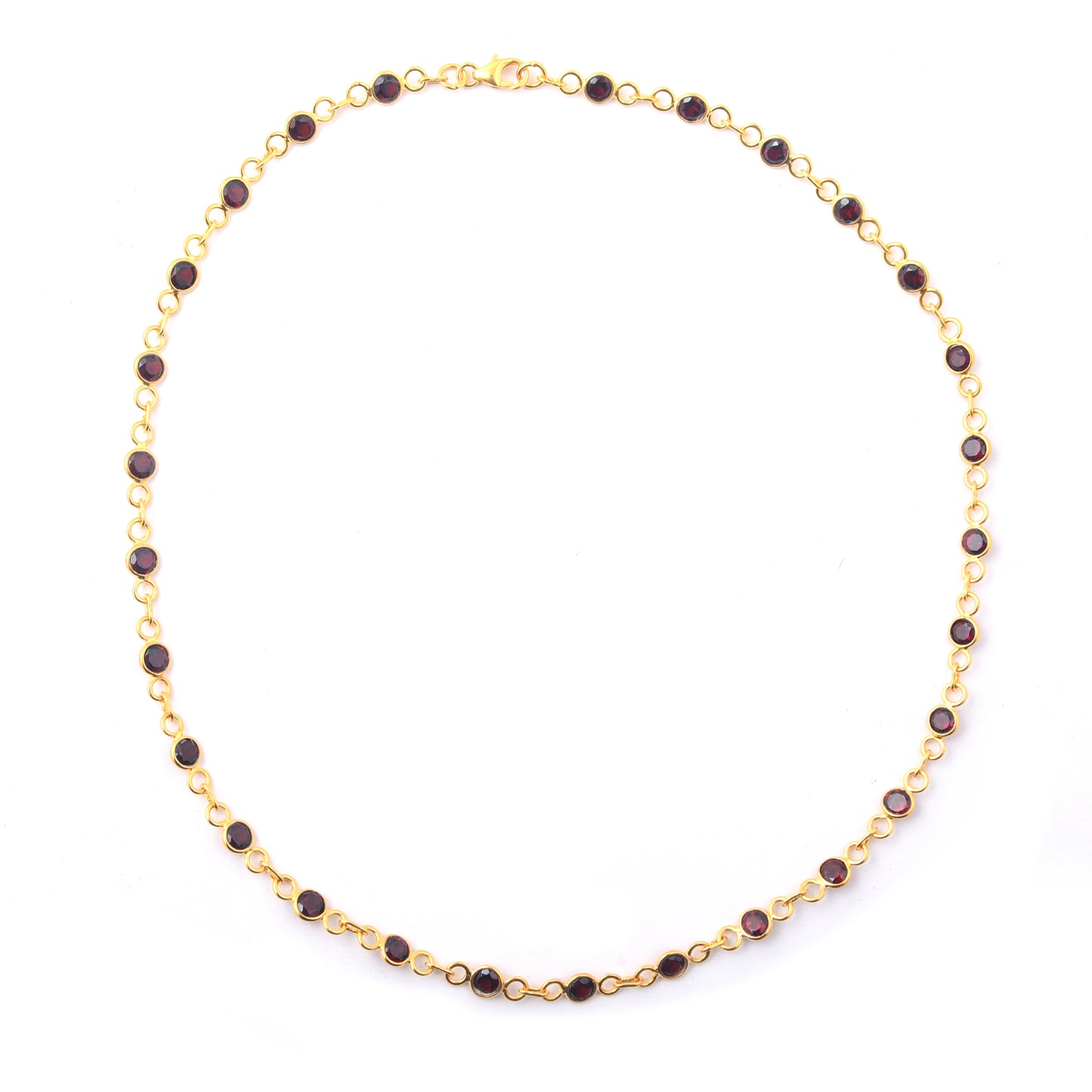 9.48 Ct Round Garnet 925 Sterling Silver Necklace