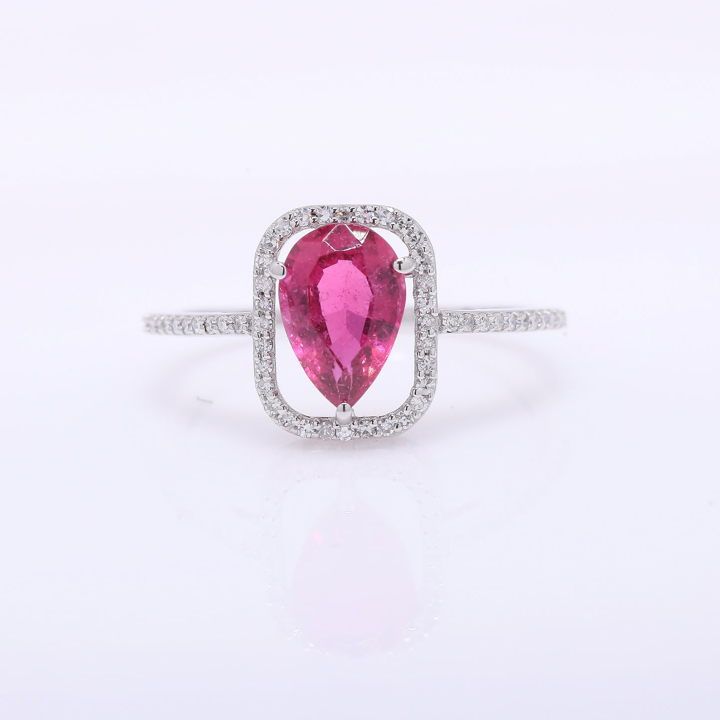 1.57 Ct Pear Mixed Cut Natural Pink Tourmaline 950 Platinum Ring