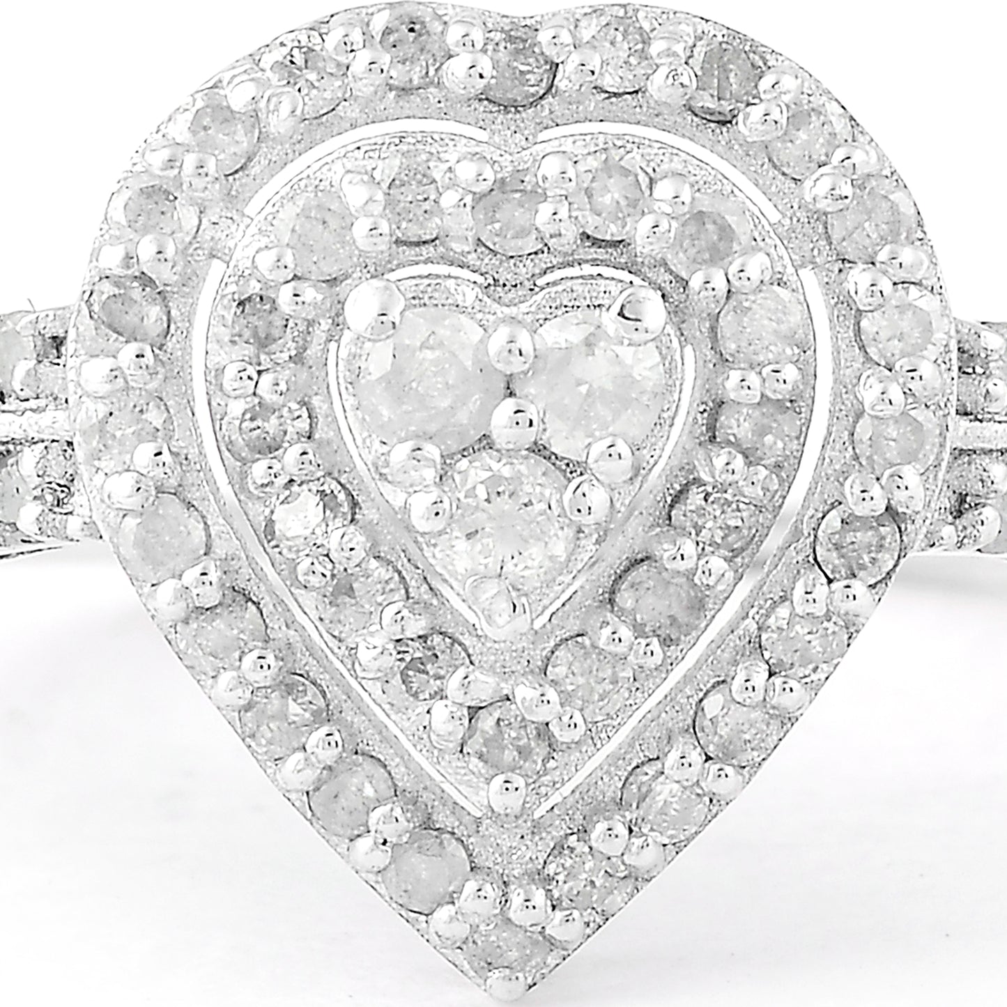 0.56 Ct Round Diamond, 925 Sterling Silver Ring