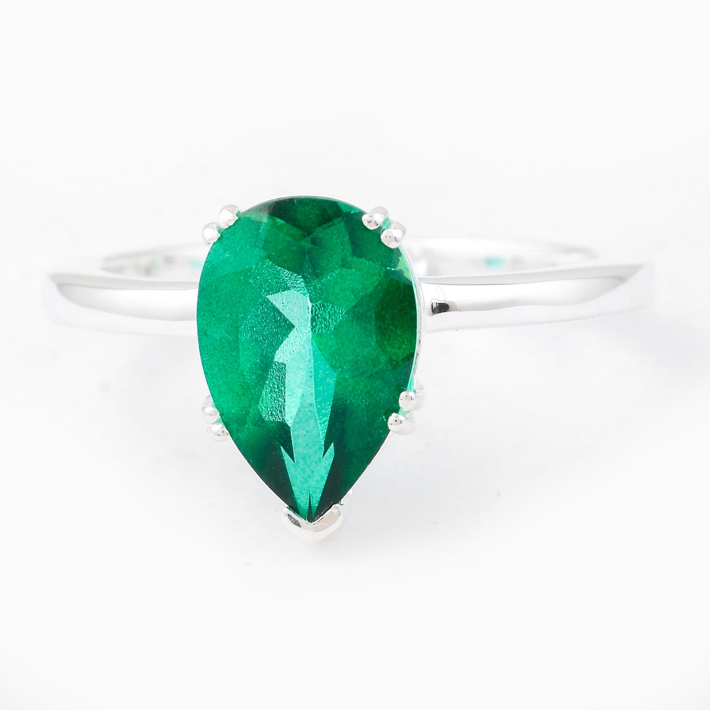 3.42 Ct Pear Green Topaz, 925 Sterling Silver Ring