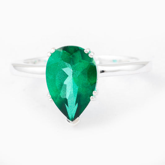 3.42 Ct Pear Green Topaz, 925 Sterling Silver Ring