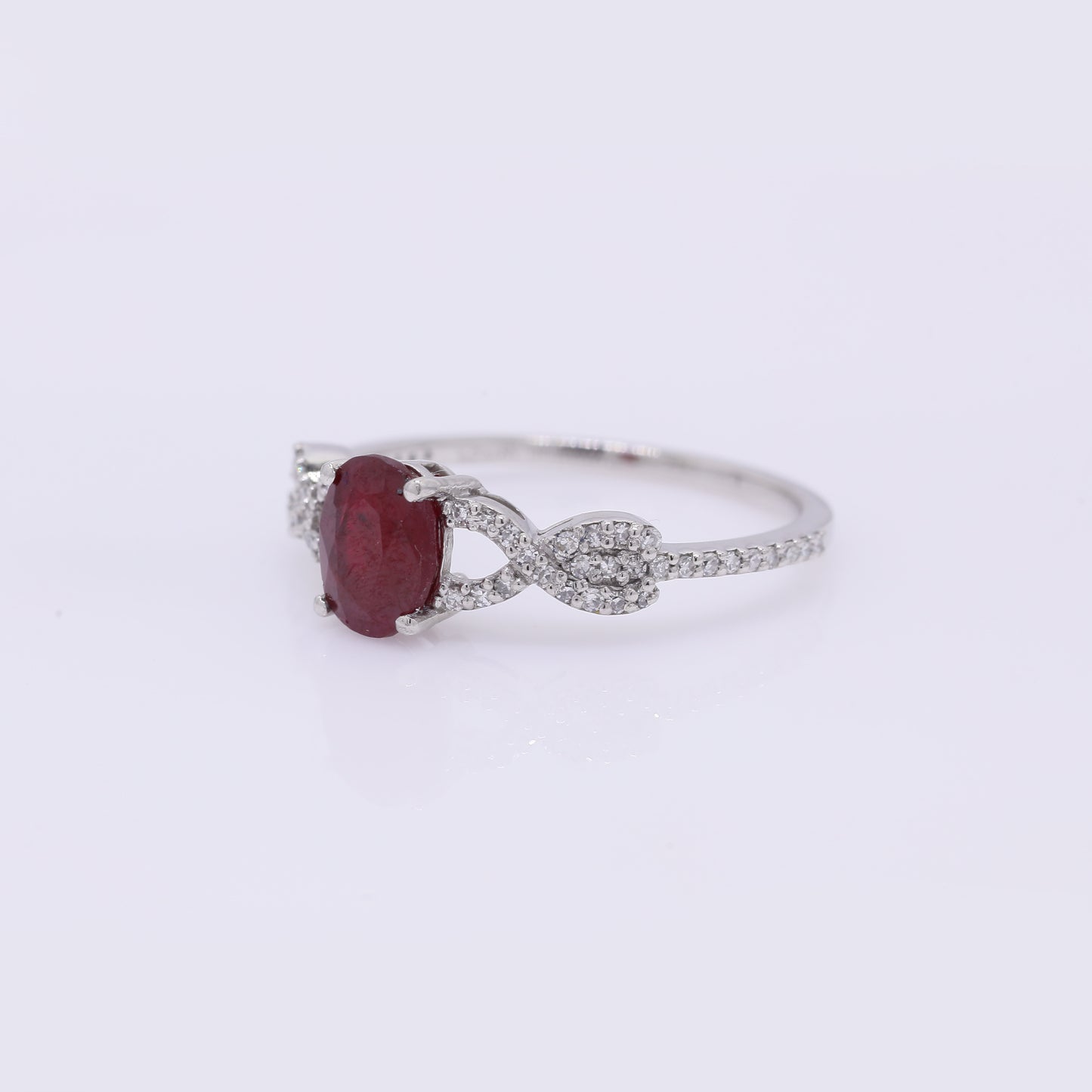 1.37 Ct Oval Mixed Cut Natural Ruby 950 Platinum Ring
