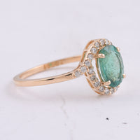 1.28 Ct Oval Natural Emerald 14K Gold Ring