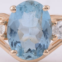 1.20 Ct Oval Natural Aquamarine 14K Gold Ring