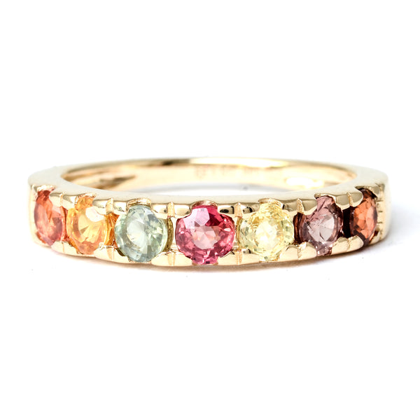 1.34 Ct Round Mixed Cut Natural Codundum Multi Sapphire 14K Gold Ring