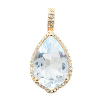 4.61 Ct Pear Mixed Cut Natural Aquamarine 14K Gold Pendant