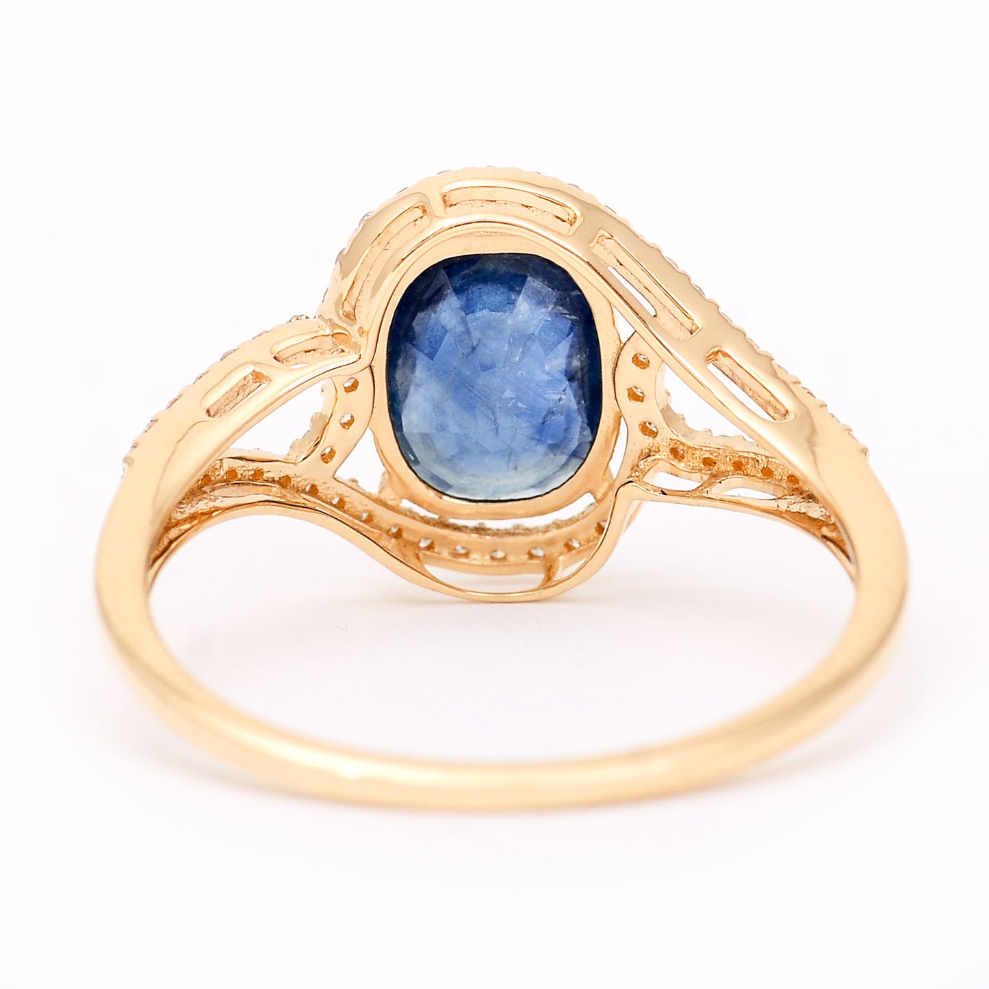 1.76 Ct Cushion Mixed Cut Natural Sapphire 14K Gold Ring