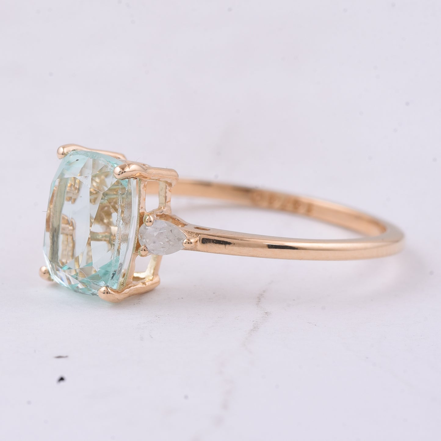1.89 Ct Cushion Natural Beryl 14K Gold Ring